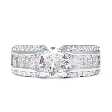 Round Engagement Ring Vintage Style Cubic Zirconia 925 Sterling Silver Wholesale